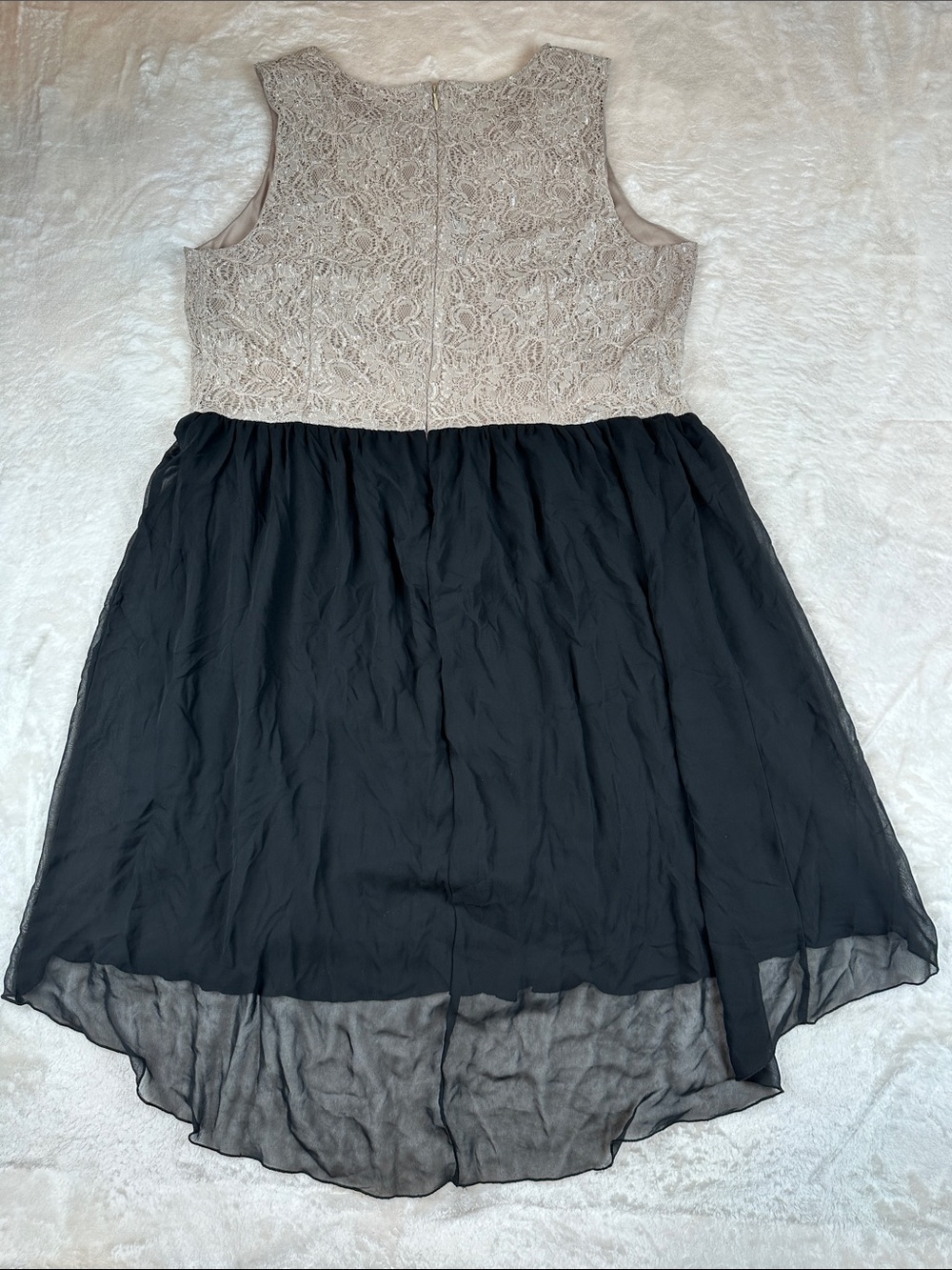 Enfocus Studio Size 20W Nude Lace Bodice with Black High-Low Chiffon Skirt Dress - Picture 7 of 7